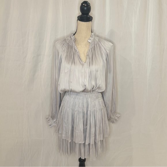 RESET BY JANE Jamie Silky Mini Dress in Silver - Picture 4 of 7